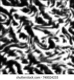 Spotted black and white grunge vector line background. Abstract halftone illustration background. Grunge grid polka dot background pattern