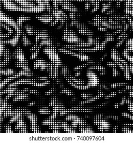 Spotted black and white grunge vector line background. Abstract halftone illustration background. Grunge grid polka dot background pattern
