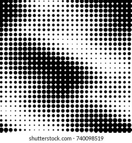 Spotted black and white grunge vector line background. Abstract halftone illustration background. Grunge grid polka dot background pattern