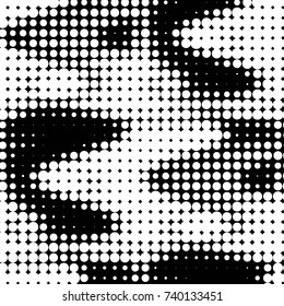 Spotted black and white grunge vector line background. Abstract halftone illustration background. Grunge grid polka dot background pattern