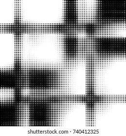 Spotted black and white grunge vector line background. Abstract halftone illustration background. Grunge grid polka dot background pattern