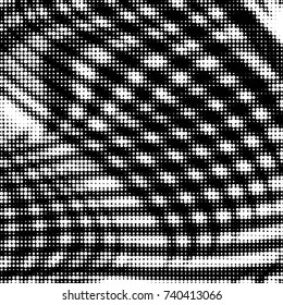 Spotted black and white grunge vector line background. Abstract halftone illustration background. Grunge grid polka dot background pattern