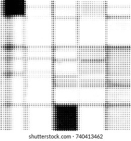 Spotted black and white grunge vector line background. Abstract halftone illustration background. Grunge grid polka dot background pattern