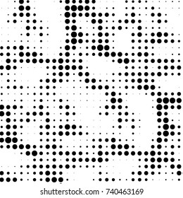 Spotted black and white grunge vector line background. Abstract halftone illustration background. Grunge grid polka dot background pattern