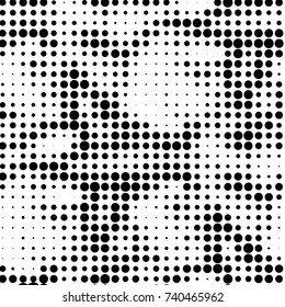 Spotted black and white grunge vector line background. Abstract halftone illustration background. Grunge grid polka dot background pattern
