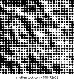 Spotted black and white grunge vector line background. Abstract halftone illustration background. Grunge grid polka dot background pattern