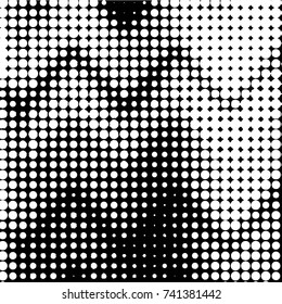 Spotted black and white grunge vector line background. Abstract halftone illustration background. Grunge grid polka dot background pattern