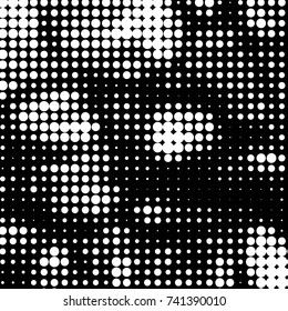 Spotted black and white grunge vector line background. Abstract halftone illustration background. Grunge grid polka dot background pattern