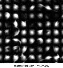 Spotted black and white grunge vector line background. Abstract halftone illustration background. Grunge grid polka dot background pattern