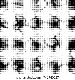 Spotted black and white grunge vector line background. Abstract halftone illustration background. Grunge grid polka dot background pattern