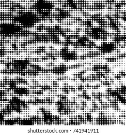 Spotted black and white grunge vector line background. Abstract halftone illustration background. Grunge grid polka dot background pattern