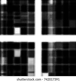 Spotted black and white grunge vector line background. Abstract halftone illustration background. Grunge grid polka dot background pattern