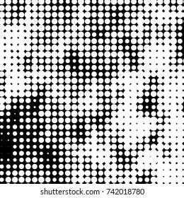 Spotted black and white grunge vector line background. Abstract halftone illustration background. Grunge grid polka dot background pattern