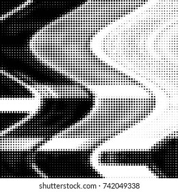 Spotted black and white grunge vector line background. Abstract halftone illustration background. Grunge grid polka dot background pattern