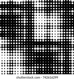 Spotted black and white grunge vector line background. Abstract halftone illustration background. Grunge grid polka dot background pattern