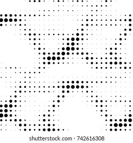 Spotted black and white grunge vector line background. Abstract halftone illustration background. Grunge grid polka dot background pattern