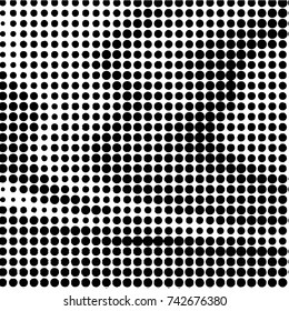 Spotted black and white grunge vector line background. Abstract halftone illustration background. Grunge grid polka dot background pattern