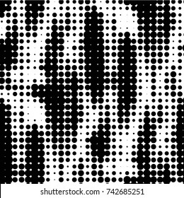 Spotted black and white grunge vector line background. Abstract halftone illustration background. Grunge grid polka dot background pattern