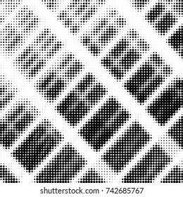 Spotted black and white grunge vector line background. Abstract halftone illustration background. Grunge grid polka dot background pattern