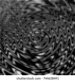 Spotted black and white grunge vector line background. Abstract halftone illustration background. Grunge grid polka dot background pattern