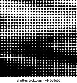 Spotted black and white grunge vector line background. Abstract halftone illustration background. Grunge grid polka dot background pattern