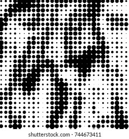 Spotted black and white grunge vector line background. Abstract halftone illustration background. Grunge grid polka dot background pattern