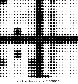 Spotted black and white grunge vector line background. Abstract halftone illustration background. Grunge grid polka dot background pattern