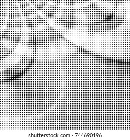Spotted black and white grunge vector line background. Abstract halftone illustration background. Grunge grid polka dot background pattern