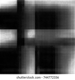 Spotted black and white grunge vector line background. Abstract halftone illustration background. Grunge grid polka dot background pattern