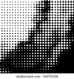 Spotted black and white grunge vector line background. Abstract halftone illustration background. Grunge grid polka dot background pattern