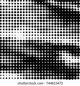Spotted black and white grunge vector line background. Abstract halftone illustration background. Grunge grid polka dot background pattern