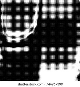 Spotted black and white grunge vector line background. Abstract halftone illustration background. Grunge grid polka dot background pattern