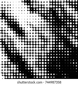 Spotted black and white grunge vector line background. Abstract halftone illustration background. Grunge grid polka dot background pattern