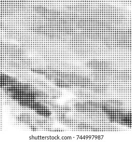 Spotted black and white grunge vector line background. Abstract halftone illustration background. Grunge grid polka dot background pattern