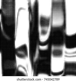 Spotted black and white grunge vector line background. Abstract halftone illustration background. Grunge grid polka dot background pattern