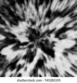 Spotted black and white grunge vector line background. Abstract halftone illustration background. Grunge grid polka dot background pattern