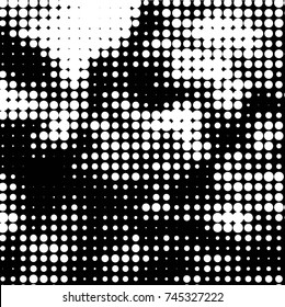 Spotted black and white grunge vector line background. Abstract halftone illustration background. Grunge grid polka dot background pattern