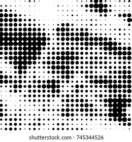 Spotted black and white grunge vector line background. Abstract halftone illustration background. Grunge grid polka dot background pattern
