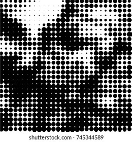 Spotted black and white grunge vector line background. Abstract halftone illustration background. Grunge grid polka dot background pattern