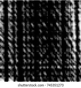 Spotted black and white grunge vector line background. Abstract halftone illustration background. Grunge grid polka dot background pattern