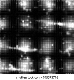 Spotted black and white grunge vector line background. Abstract halftone illustration background. Grunge grid polka dot background pattern