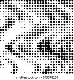 Spotted black and white grunge vector line background. Abstract halftone illustration background. Grunge grid polka dot background pattern