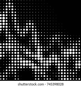 Spotted black and white grunge vector line background. Abstract halftone illustration background. Grunge grid polka dot background pattern