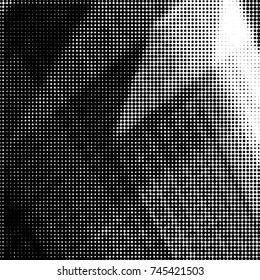 Spotted black and white grunge vector line background. Abstract halftone illustration background. Grunge grid polka dot background pattern
