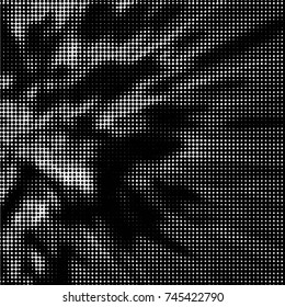Spotted black and white grunge vector line background. Abstract halftone illustration background. Grunge grid polka dot background pattern