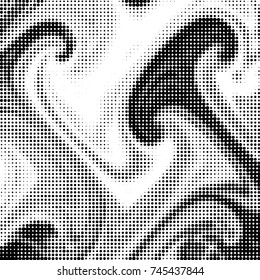 Spotted black and white grunge vector line background. Abstract halftone illustration background. Grunge grid polka dot background pattern