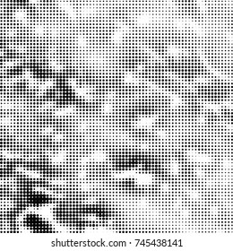 Spotted black and white grunge vector line background. Abstract halftone illustration background. Grunge grid polka dot background pattern