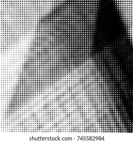 Spotted black and white grunge vector line background. Abstract halftone illustration background. Grunge grid polka dot background pattern