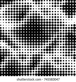 Spotted black and white grunge vector line background. Abstract halftone illustration background. Grunge grid polka dot background pattern