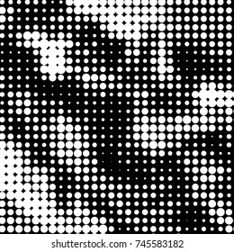 Spotted black and white grunge vector line background. Abstract halftone illustration background. Grunge grid polka dot background pattern